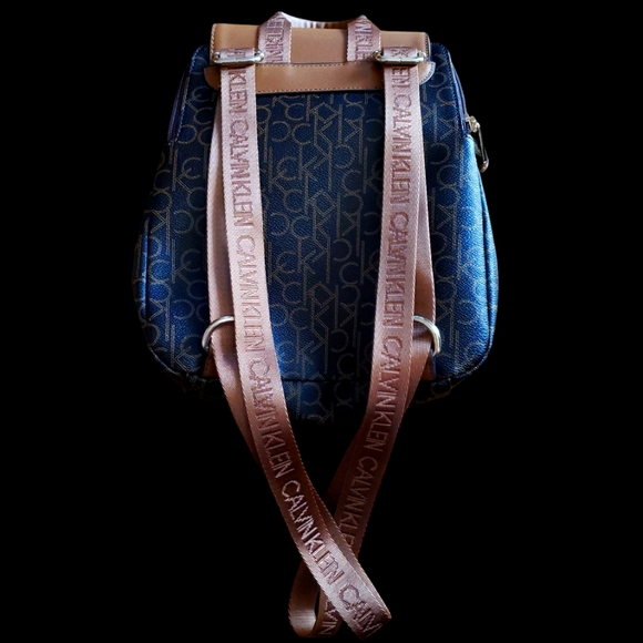 BRAND NEW Calvin Klein Signature Backpack Black & Brown Leather Monogram main image 8